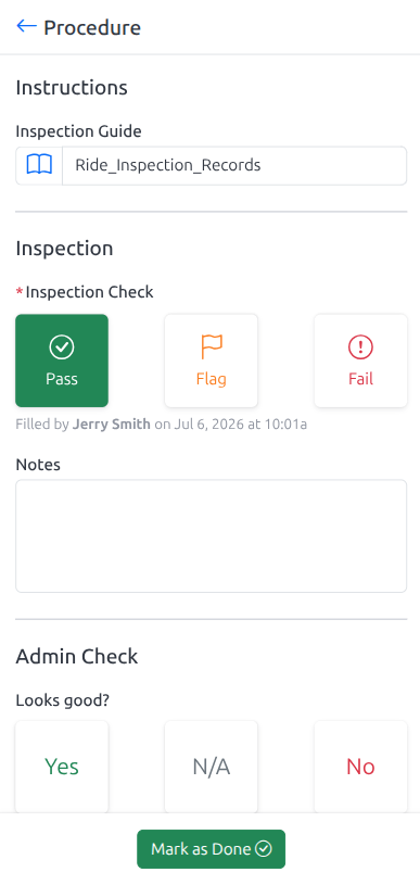 Fill out task procedure