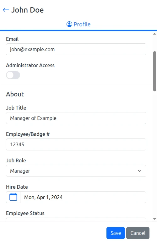 User Information profile